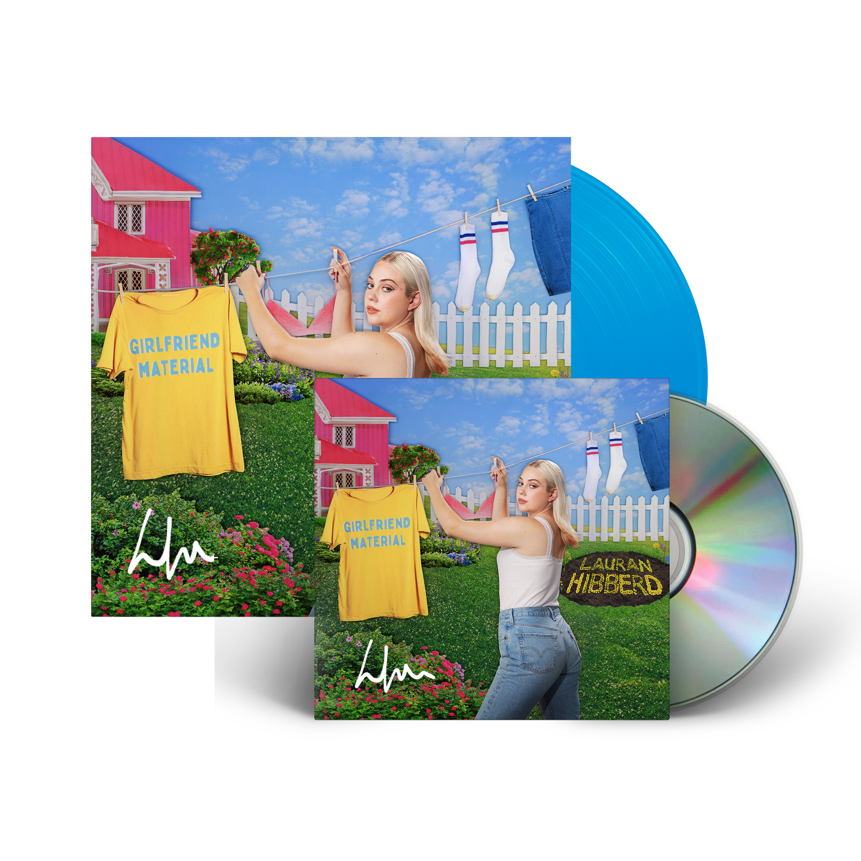 girlfriend material: Signed CD + Signed Blue LP Bundle